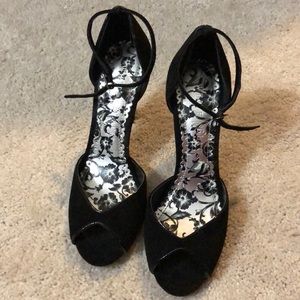 White House Black Market suede open-toe pumps